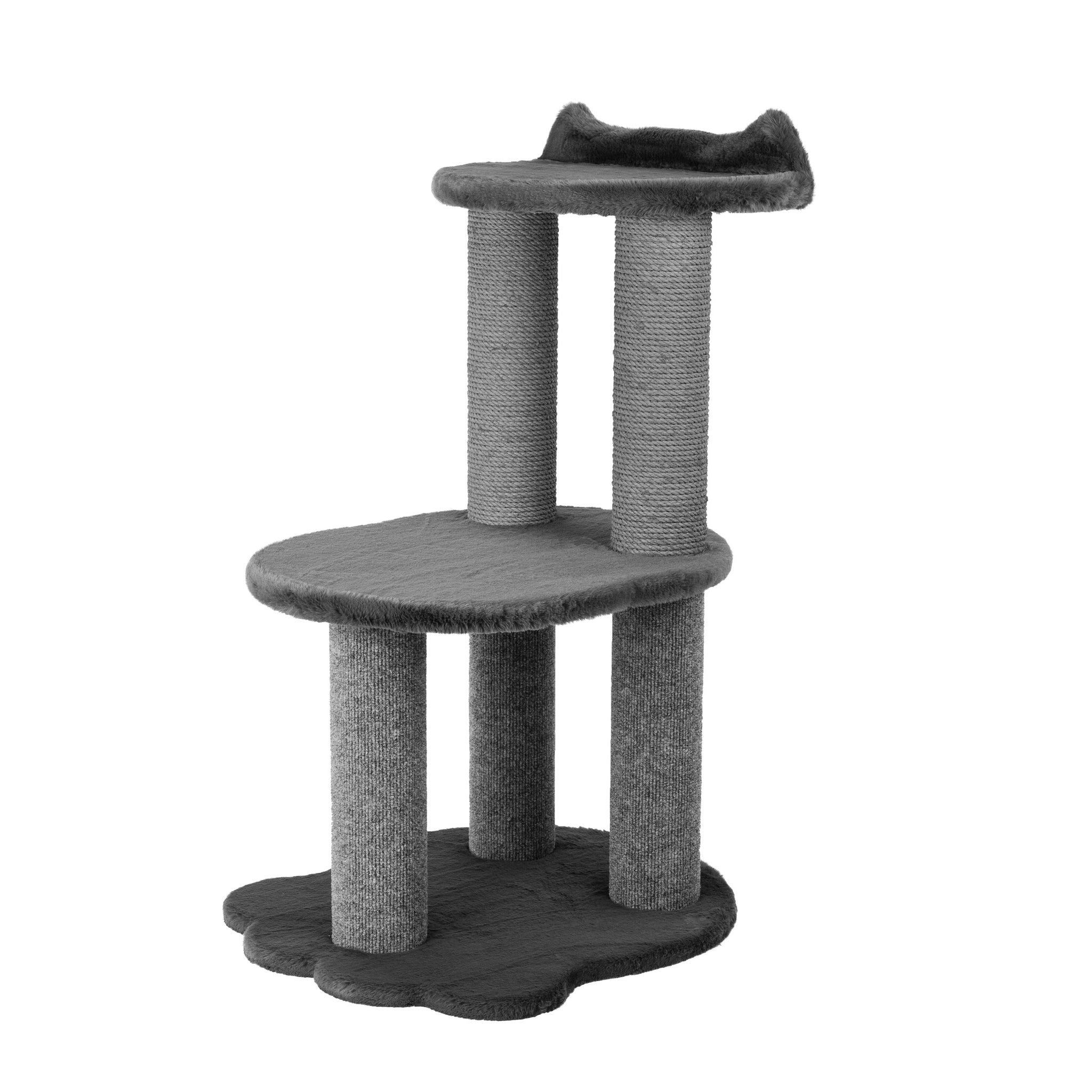 Relaxation Cat Tree Grey Faux Fur