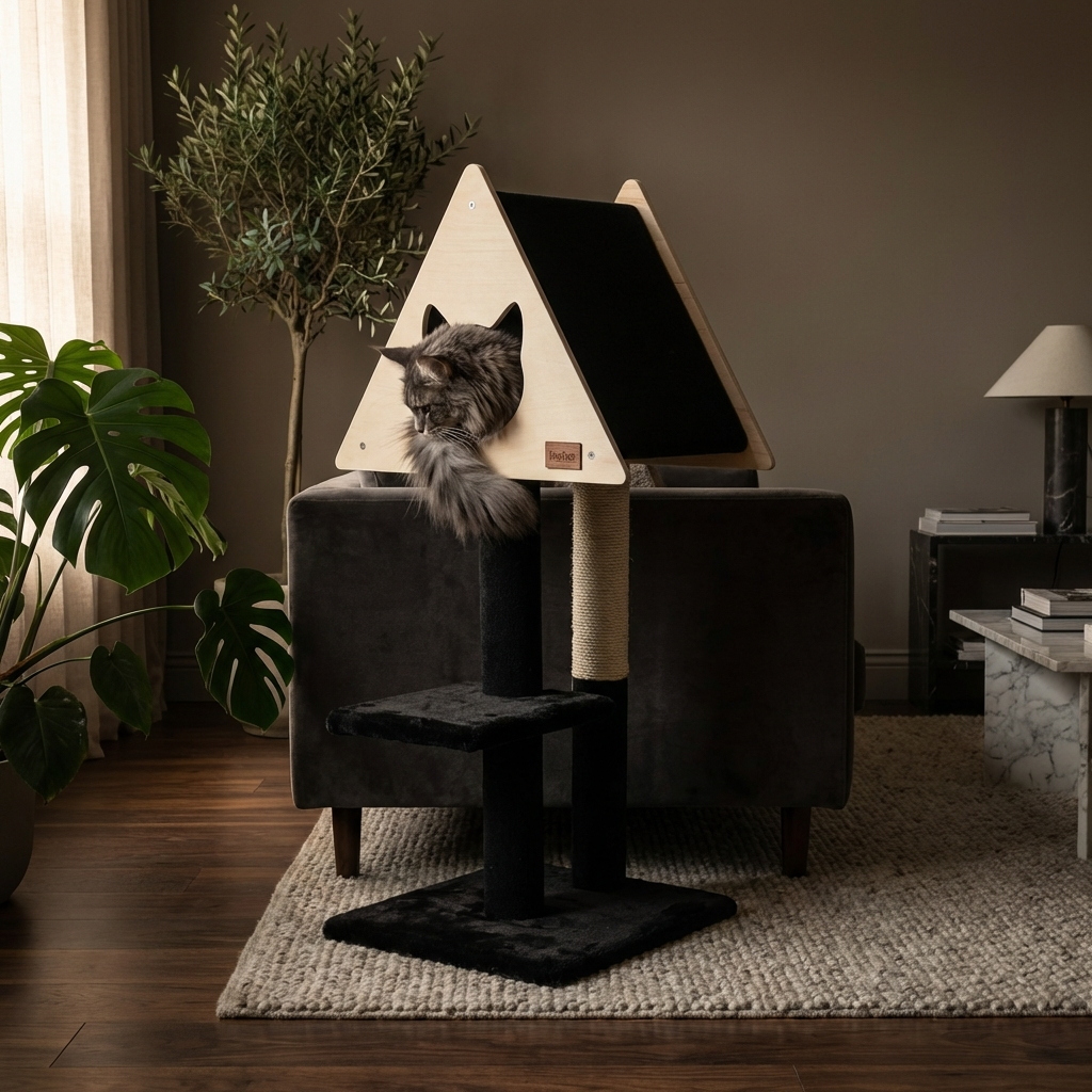 Arbre à chat de luxe Tipi avec corde en fique de haute qualité