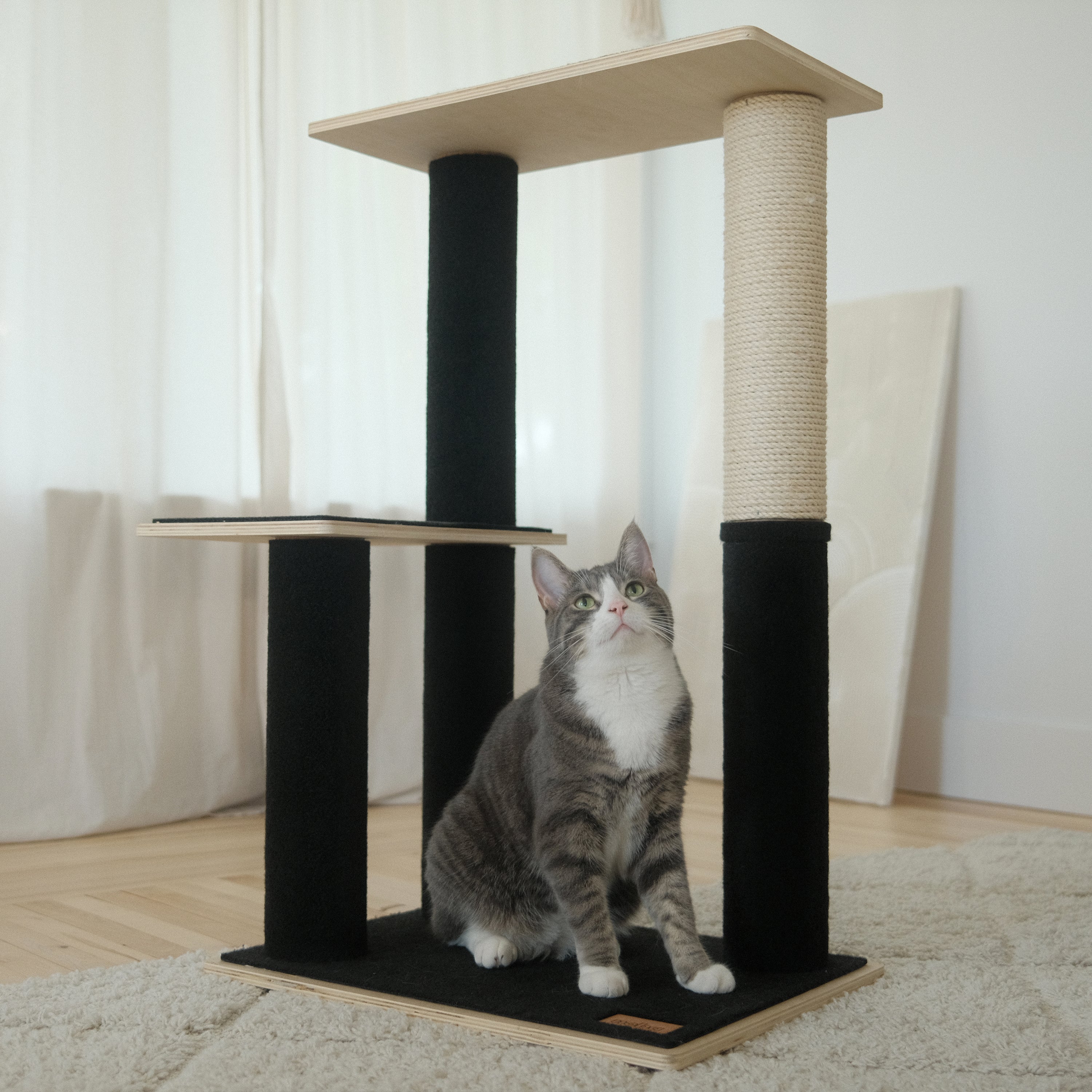 Arbre à Chat en Bois Contreplaqué Moderne Noba à 2 Étages