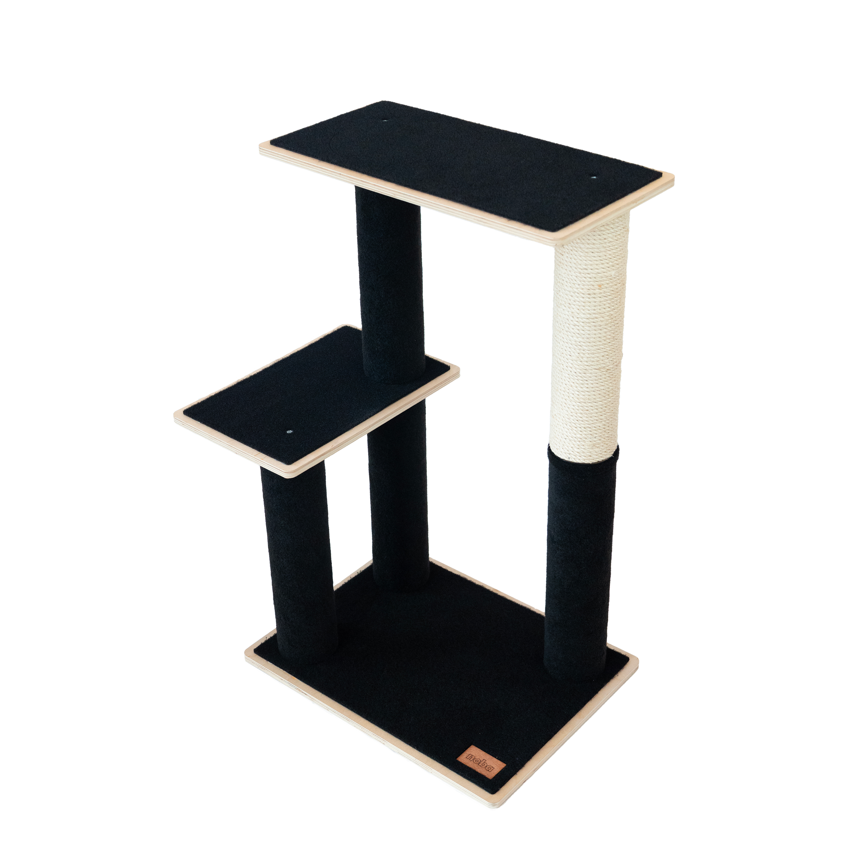 Noba Modern Plywood Cat Tree - 2 Tier Black Edition