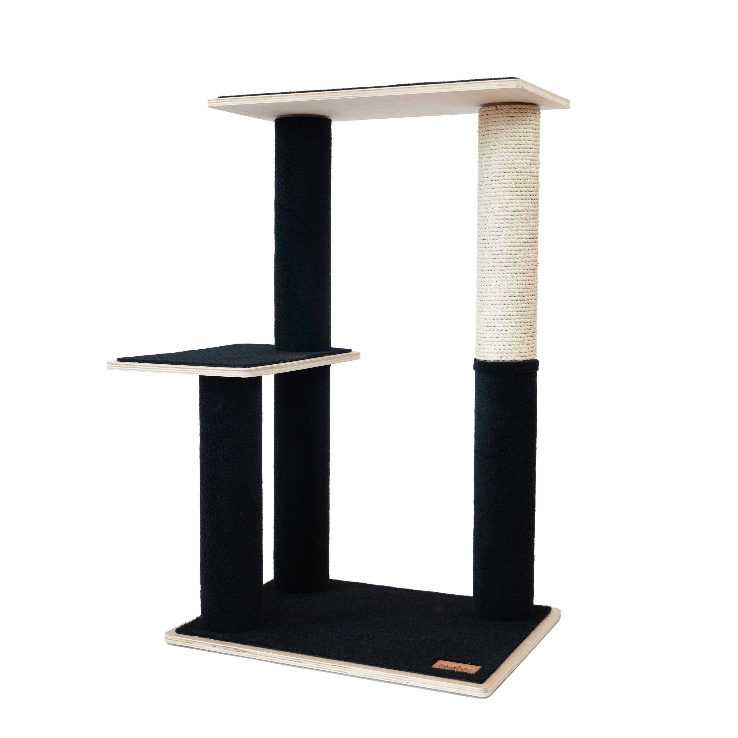 Noba Modern Plywood Cat Tree - 2 Tier Black Edition