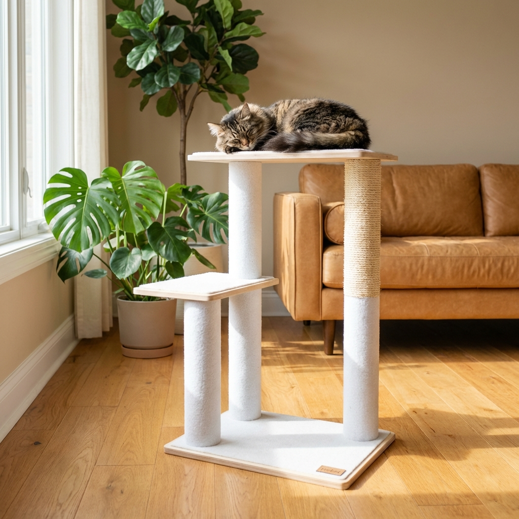 Arbre à Chat en Bois Contreplaqué Moderne Noba à 2 Étages