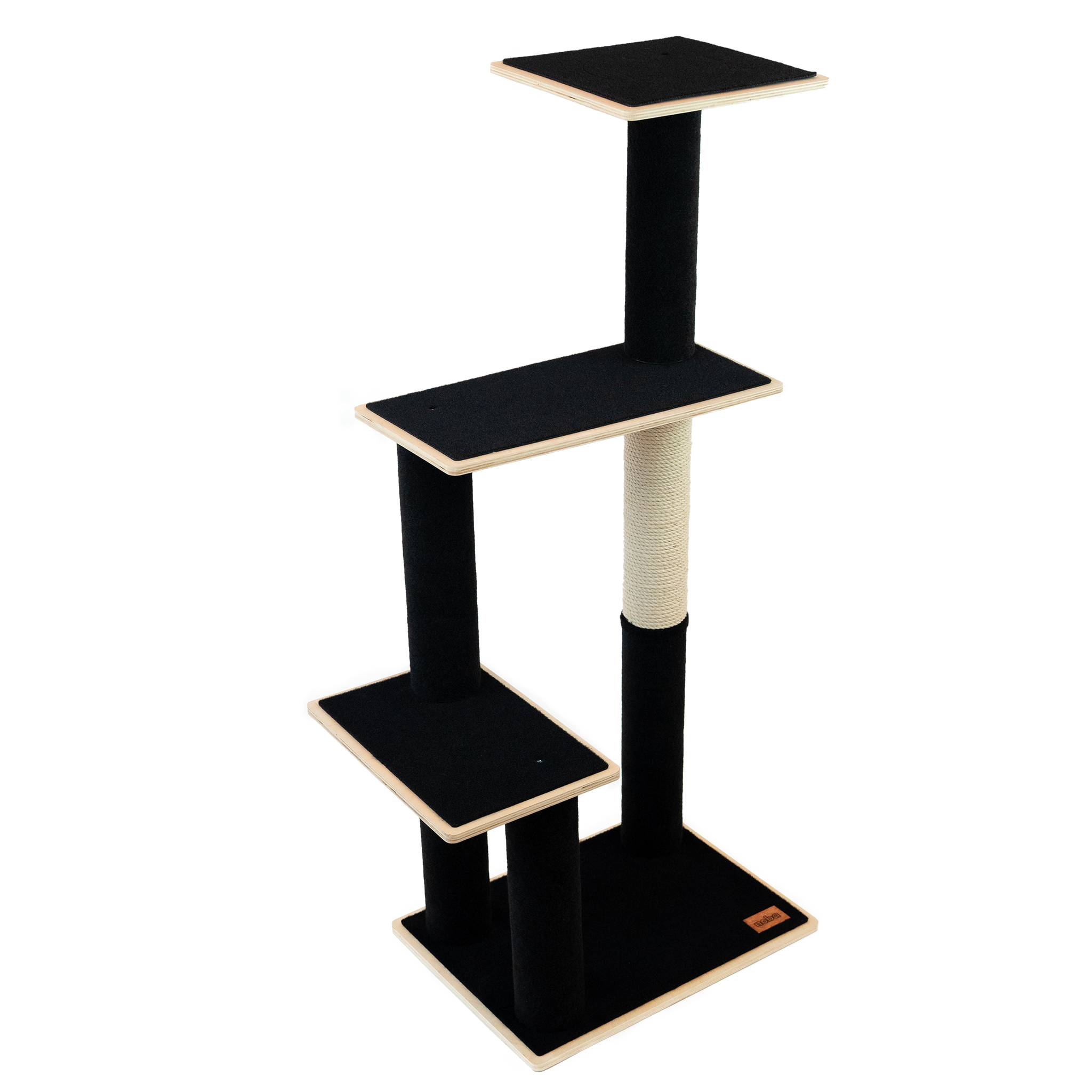 Noba Modern Plywood Cat Tree - 3 Tier Black Edition