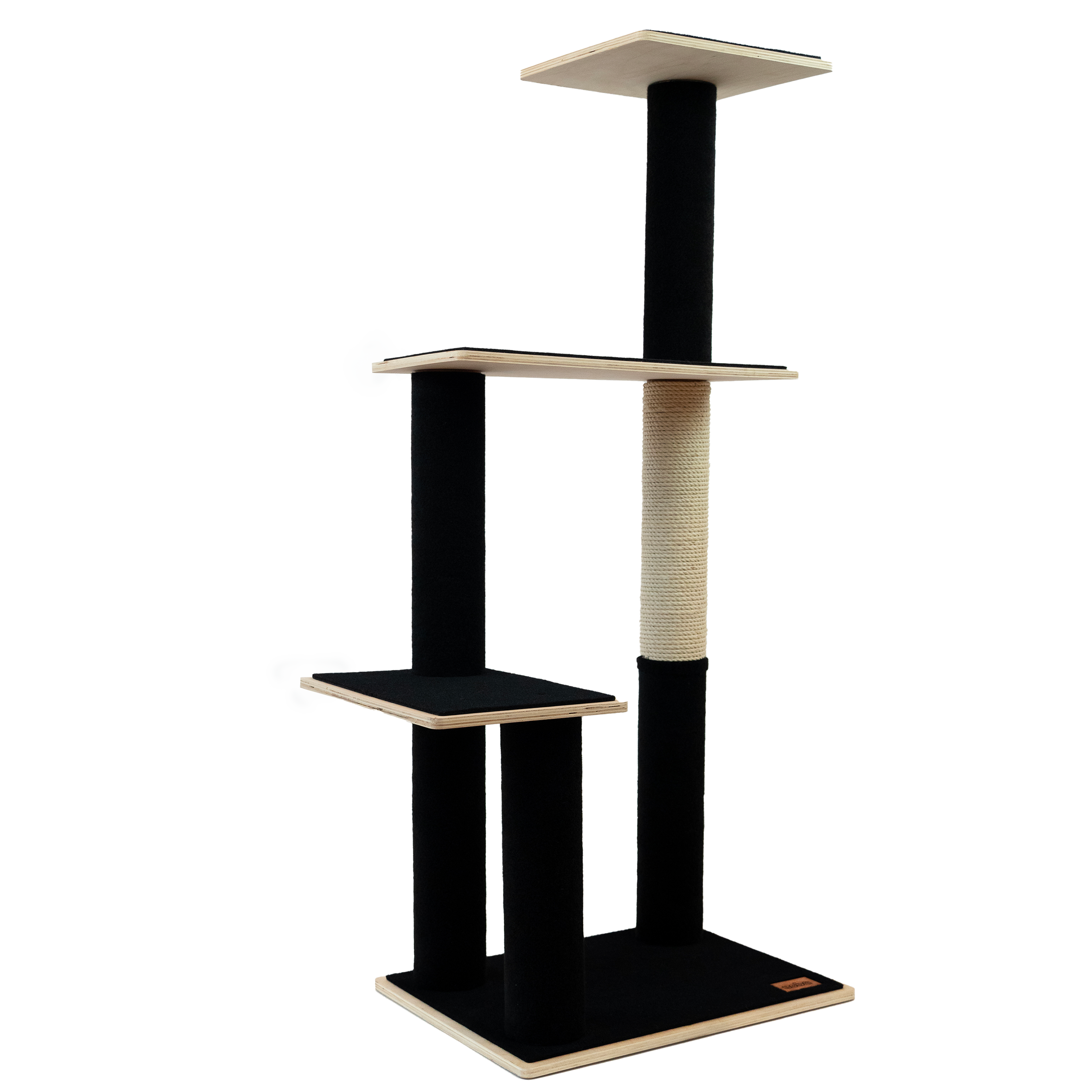 Noba Modern Plywood Cat Tree - 3 Tier Black Edition