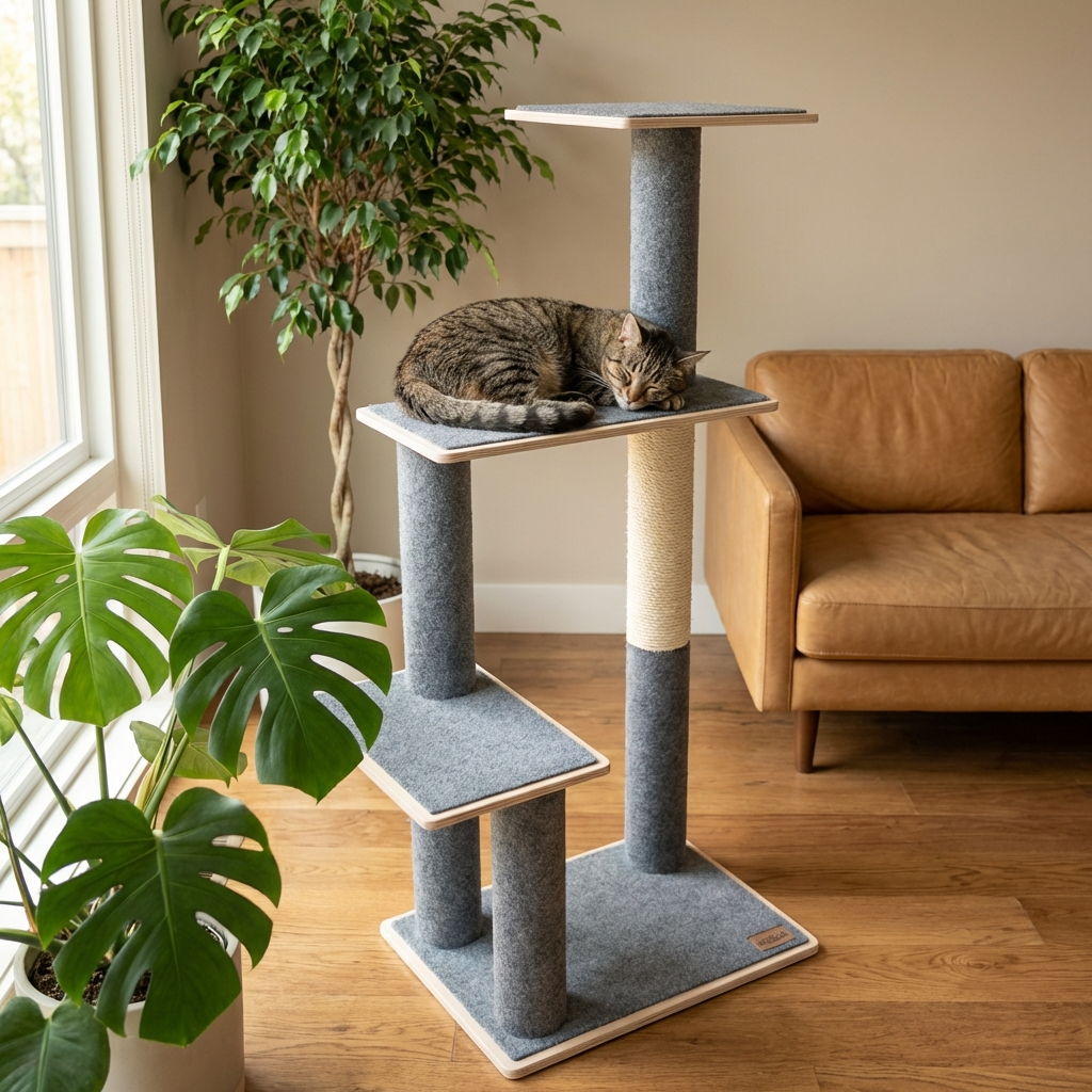 Arbre à Chat en Bois Contreplaqué Moderne Noba à 3 Étages