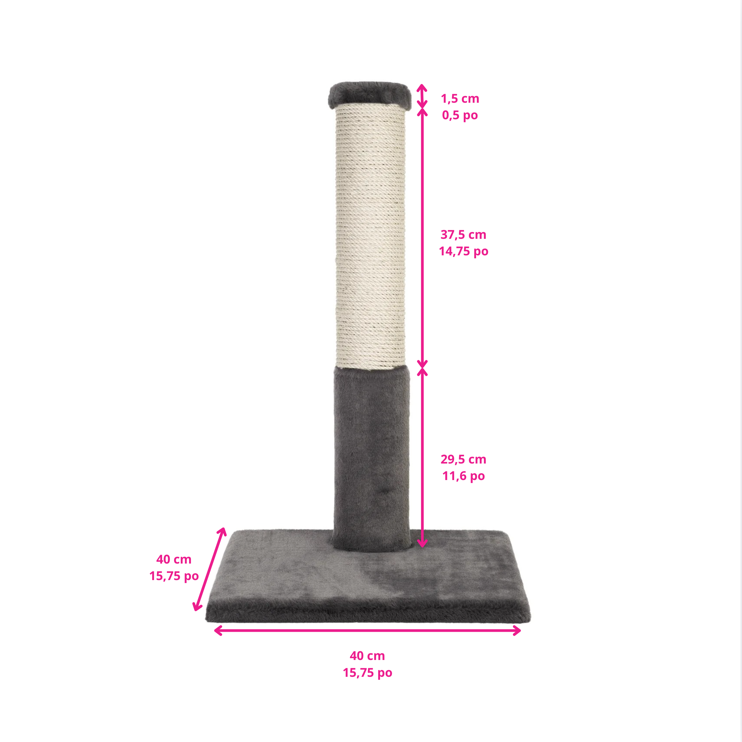 Noba Classic 28" Scratching Post - Grey Faux Fur