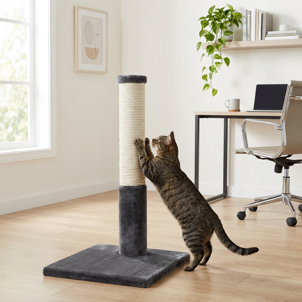 Noba Classic 28" Scratching Post - Grey Faux Fur
