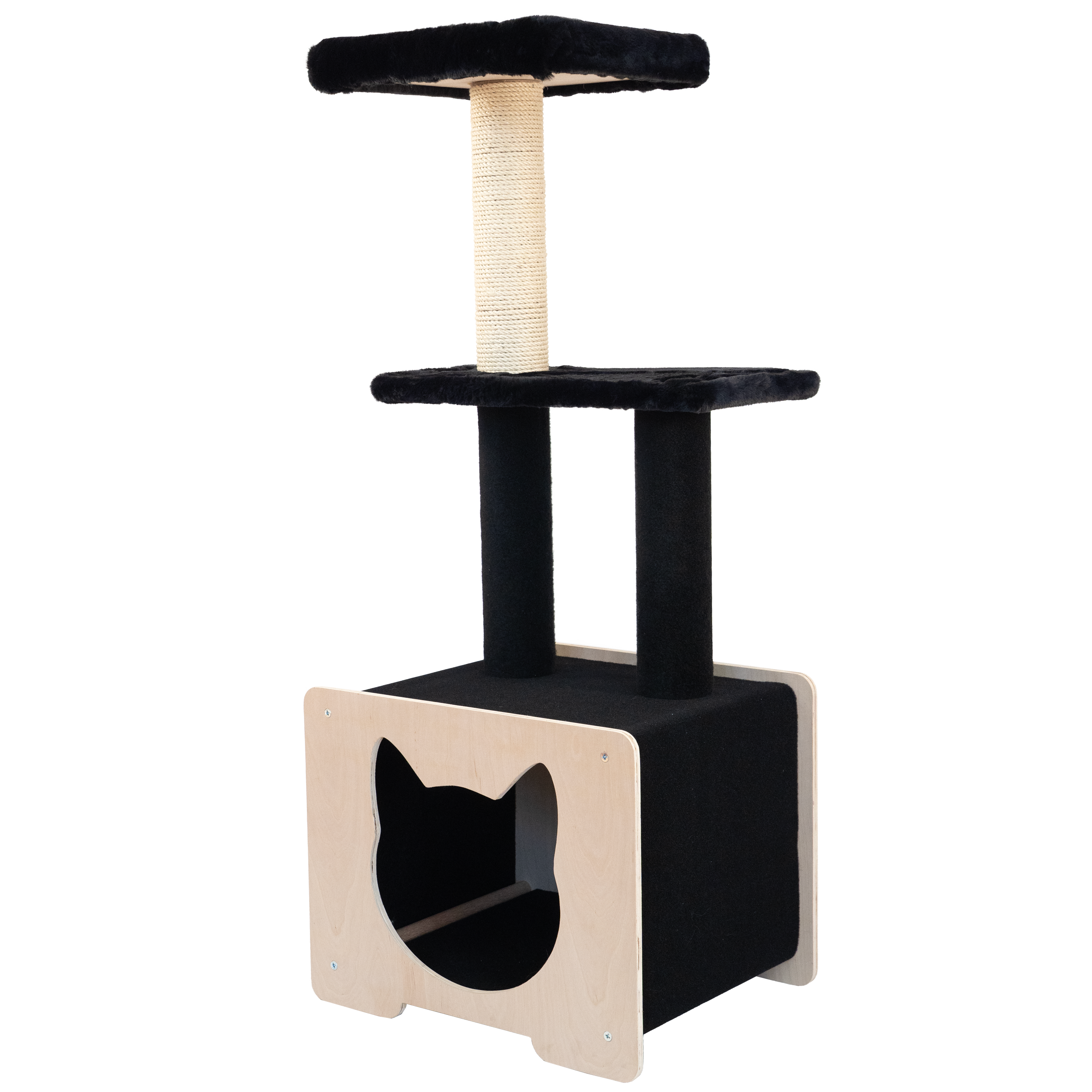 Hut Hideout Deluxe Cat Tree with High-Quality Fique Rope