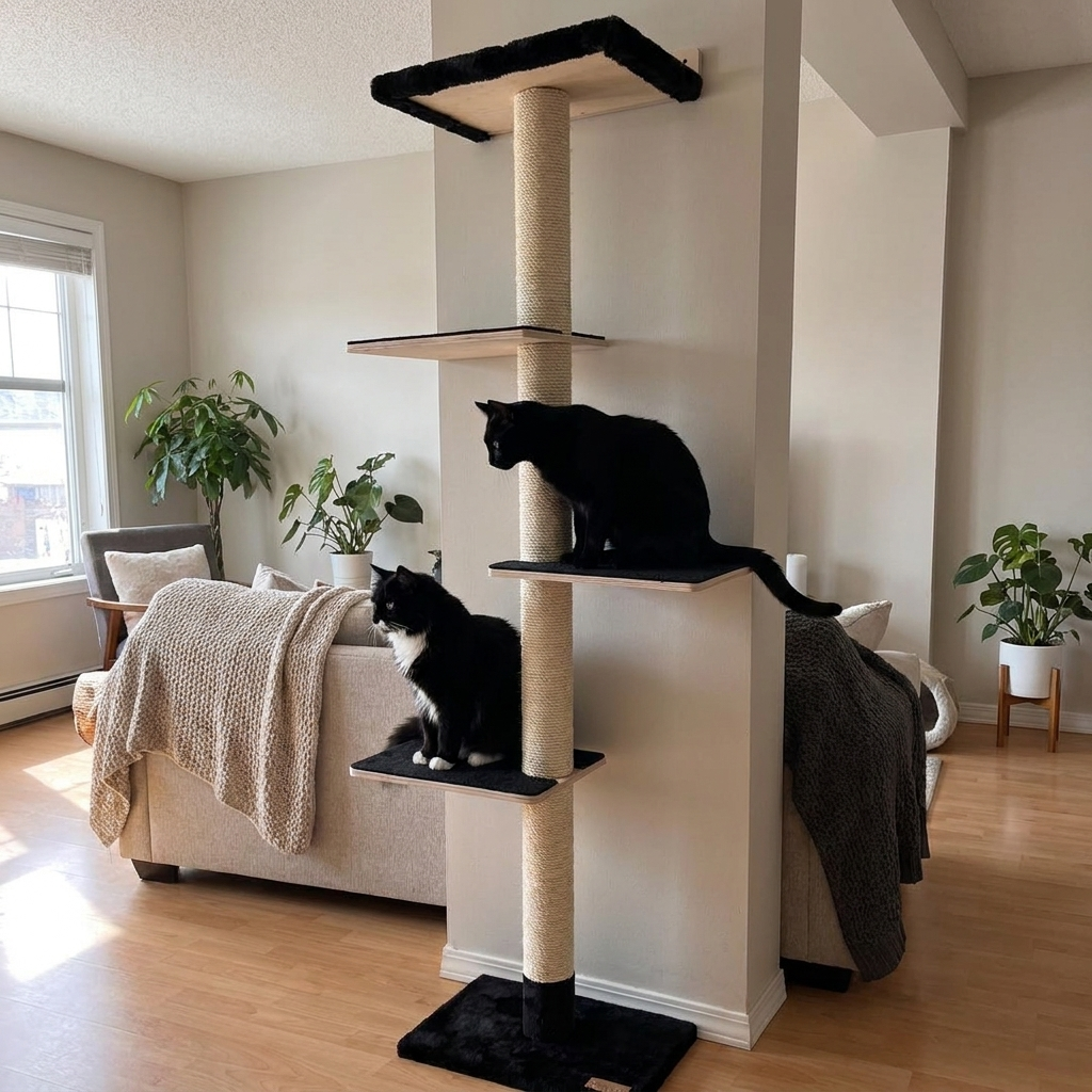 Tour pour chat Murale de 72 pouces - Parfait pour les petits espaces