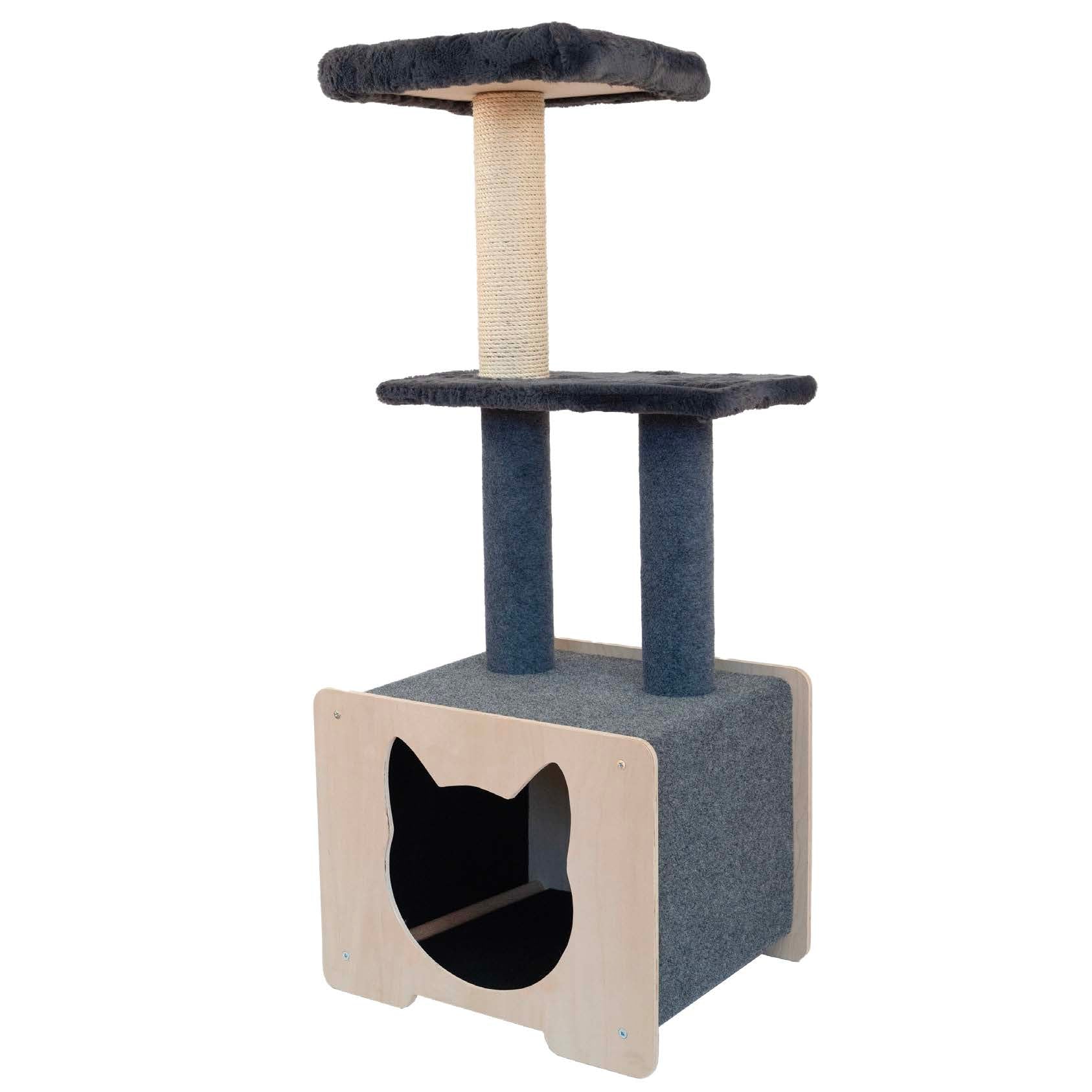 Arbre à chat de luxe Hut Hideout avec corde en ficelle de haute qualité