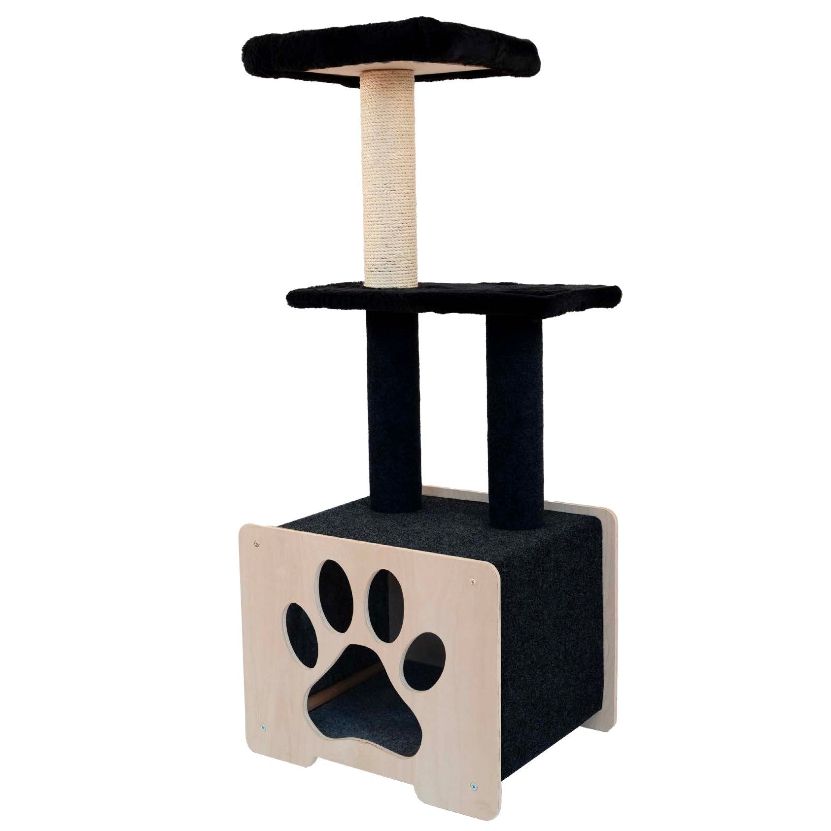 Hut Hideout Deluxe Cat Tree with High-Quality Fique Rope