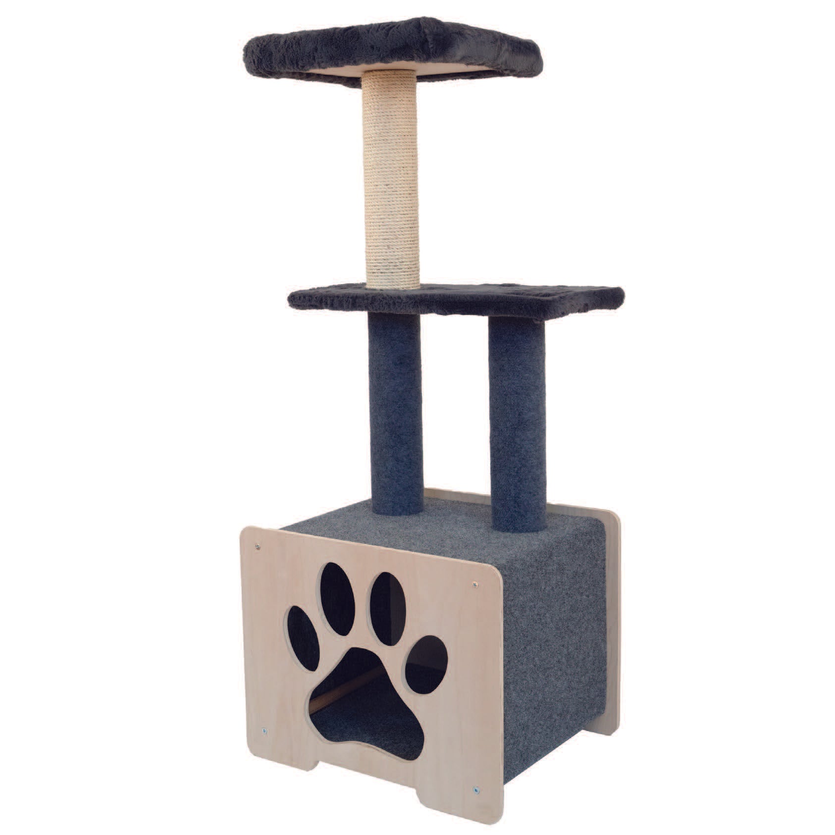 Hut Hideout Deluxe Cat Tree with High-Quality Fique Rope